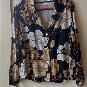 Pineapple Moon black and tan button front blouse